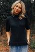 Black Knotted Keyhole Nape Short Sleeve Knit Sweater